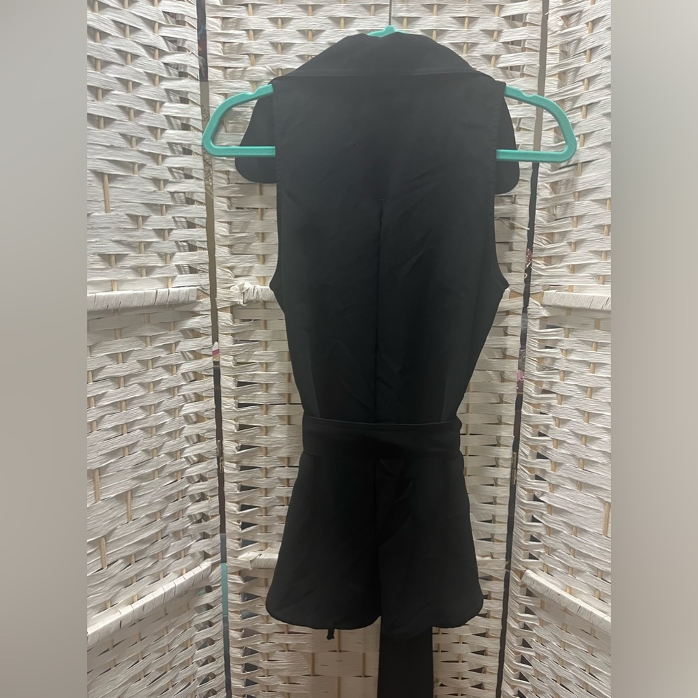 ZARA Black Sleeveless, Wrap Tunic Top with Tie-Waist Small - Picture 10 of 11